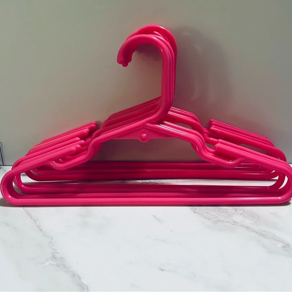 Lots of 10 Baby/Toddler Clothes Hangers in White, Blue, Light Pink, & Dark Pink
